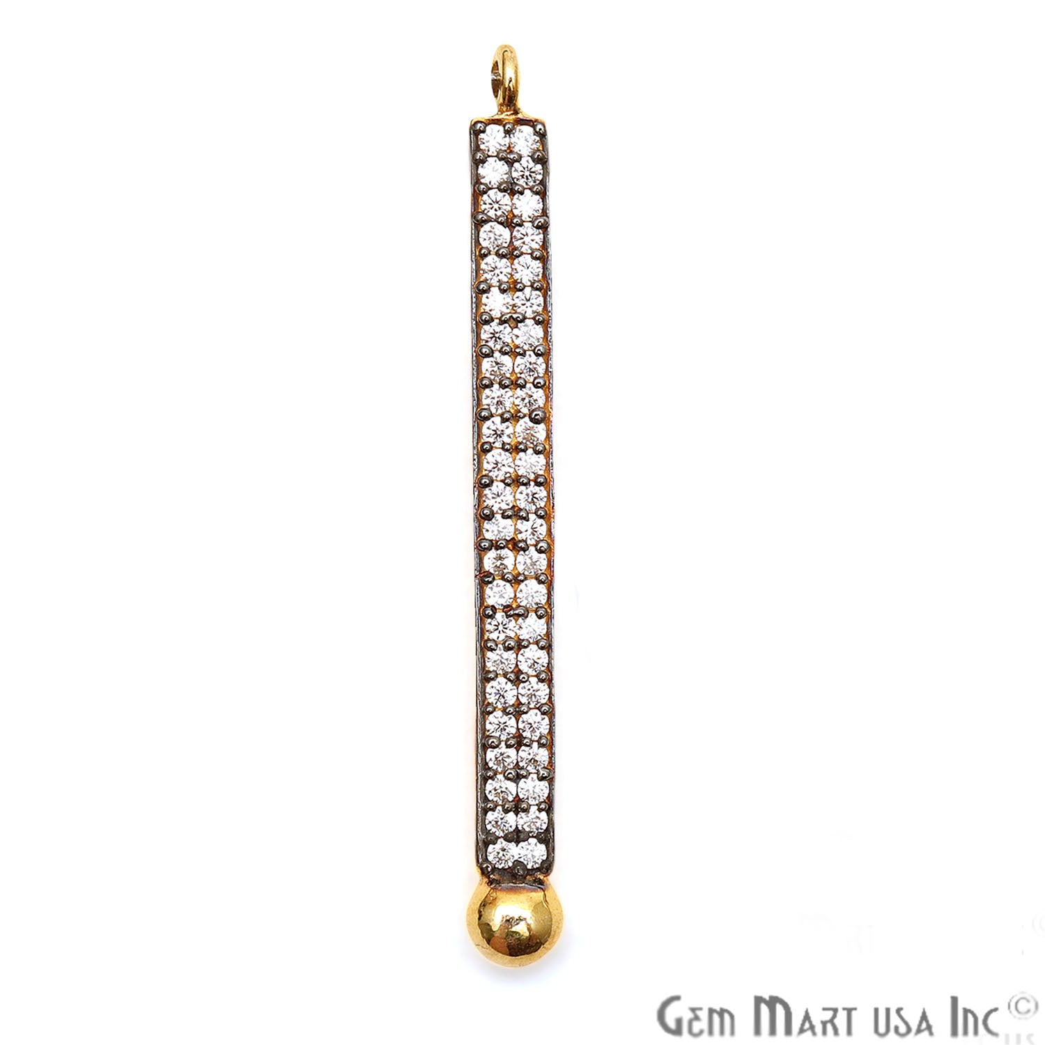 Cubic Zircon Pave Gold Vermeil Charm for Bracelet Pendants & Necklace - GemMartUSA