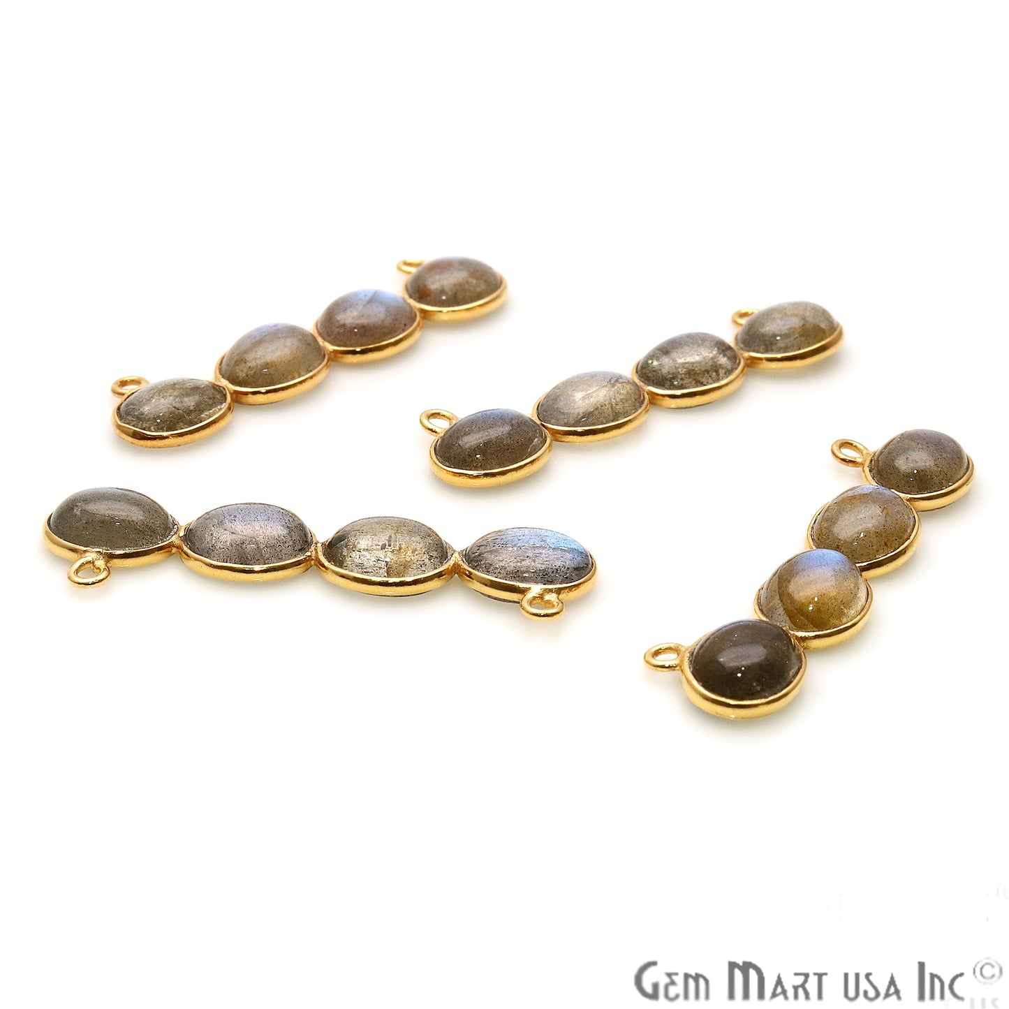 DIY, Labradorite 40x11mm Gold Plated Bezel Chandelier Finding Component - GemMartUSA