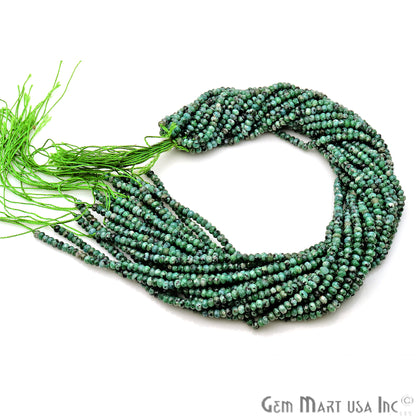 Tibetian Turquoise Jade 3-4mm Faceted Rondelle Beads Strands 14Inch - GemMartUSA