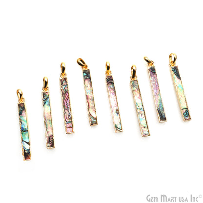 Abalone 45x7mm Gold Electroplated Bar Necklace Pendant