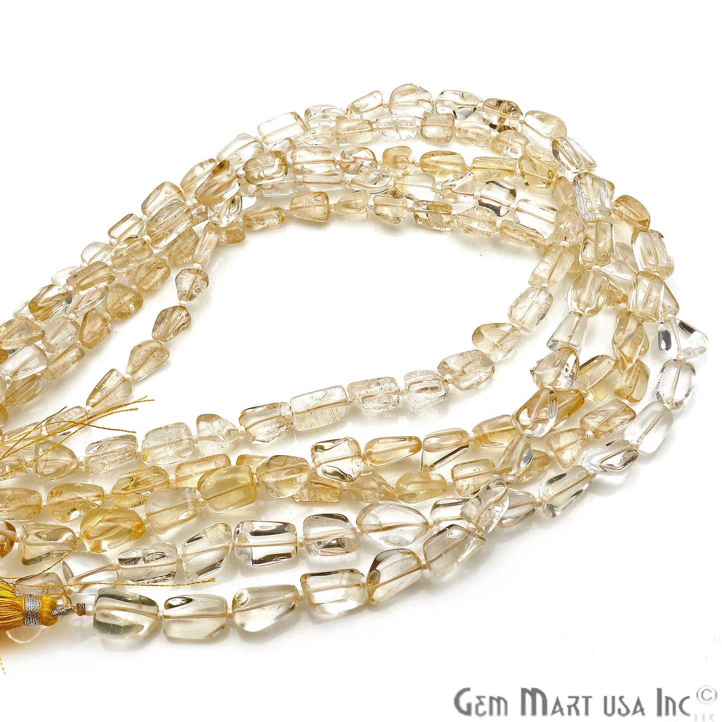 Light Citrine Free Form 9x7mm Tumble Beads Gemstone Strands - GemMartUSA