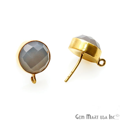 DIY Round 10mm Gold Bail Gemstone stud Earring (Pick Your Gemstone) - GemMartUSA