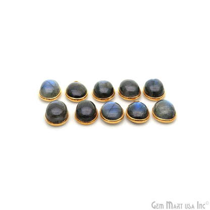 Flashy Labradorite 10x14mm Cabochon Oval Single Bail Gold Plated Gemstone Connector