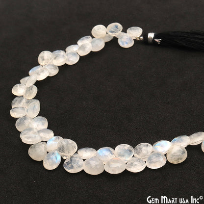 Rainbow Moonstone Onion Beads, 8 Inch Gemstone Strands, Drilled Strung Briolette Beads, Onion Shape, 8-9mm