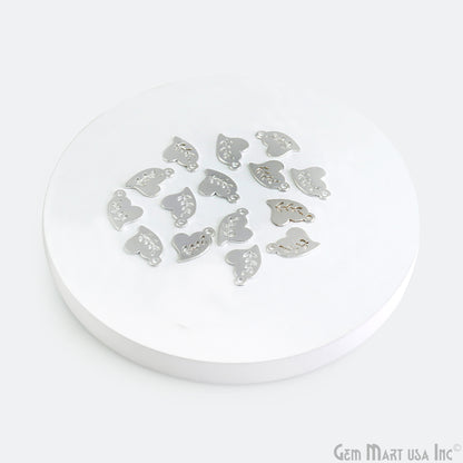 Leaf Shape Laser Finding Silver Plated 20x22mm Charm For Bracelets & Pendants