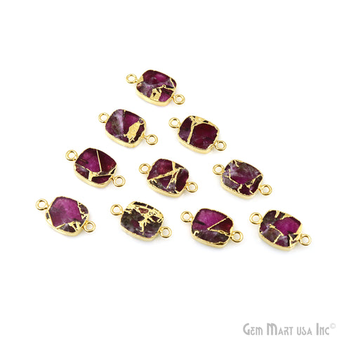 Mohave Octagon 10x12mm Double Bail Gold Electroplated Gemstone Connector
