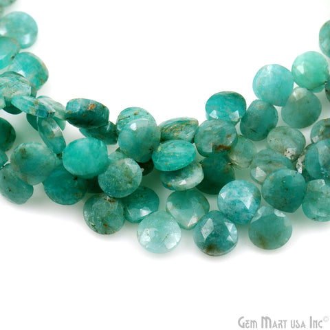 Amazonite Opal Heart Beads, 7 Inch Gemstone Strands, Drilled Strung Briolette Beads, Heart Shape, 7mm
