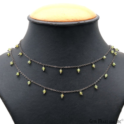 Peridot Beads Oxidized Wire Wrapped Cluster Rosary Chain