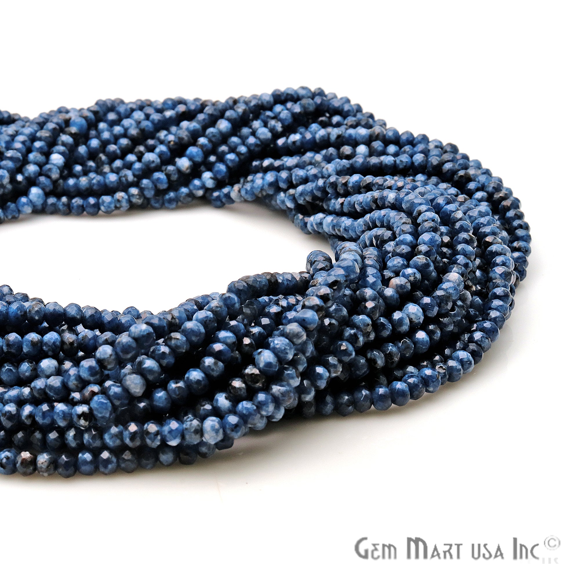 Sodalite Jade 3-4mm Faceted Rondelle Beads Strands 14Inch - GemMartUSA