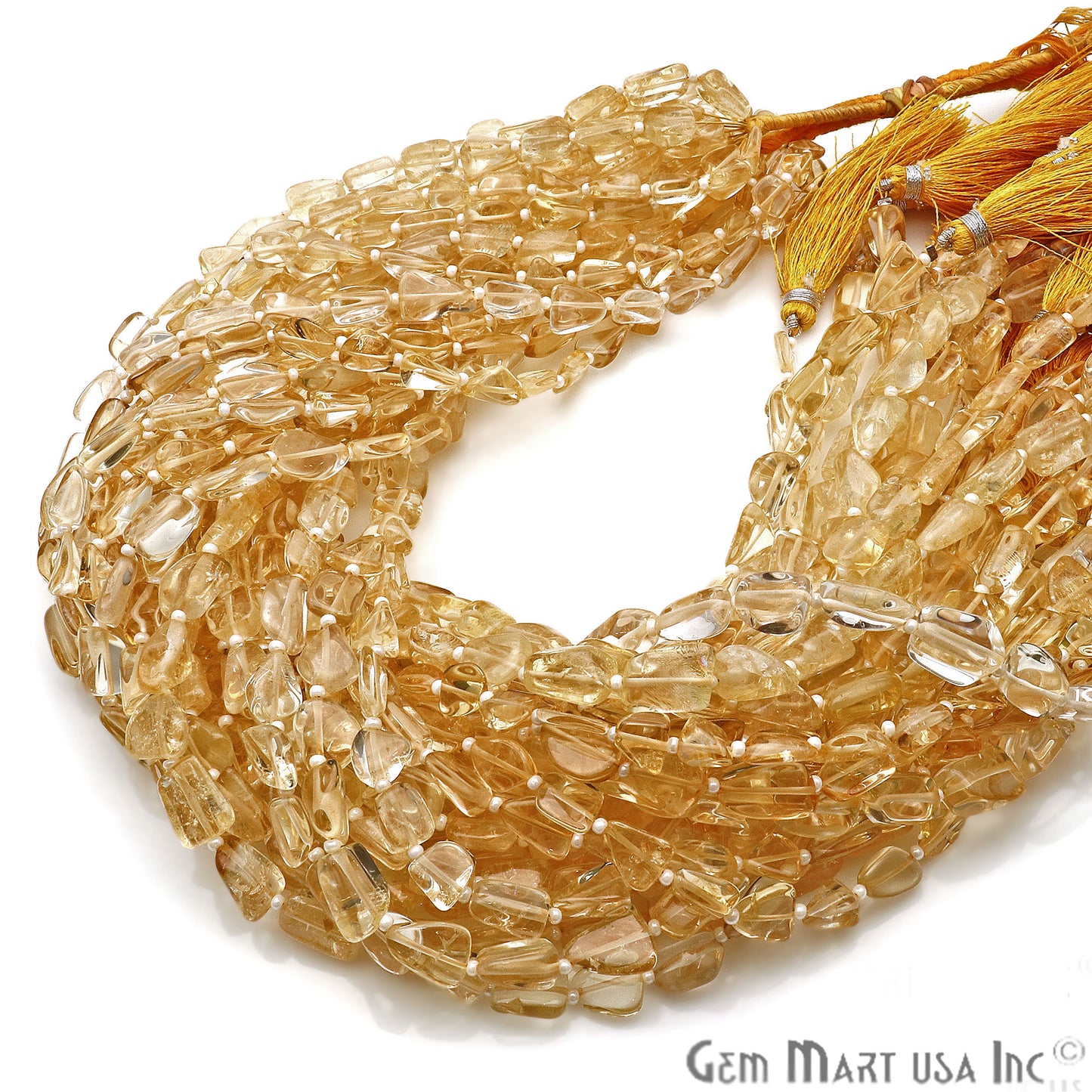 Citrine Free Form 9x7mm Tumble Beads Gemstone Strands - GemMartUSA