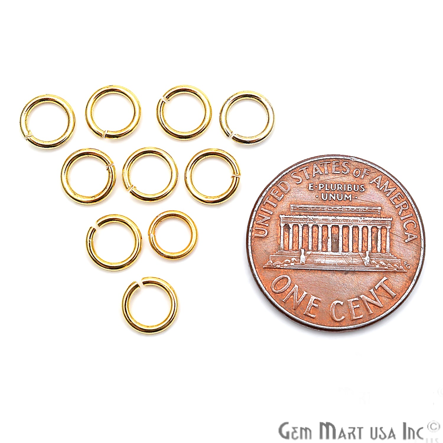 10pc Lot Open Jump Rings 5mm Gold Plated Finding Jewelry Charm - GemMartUSA