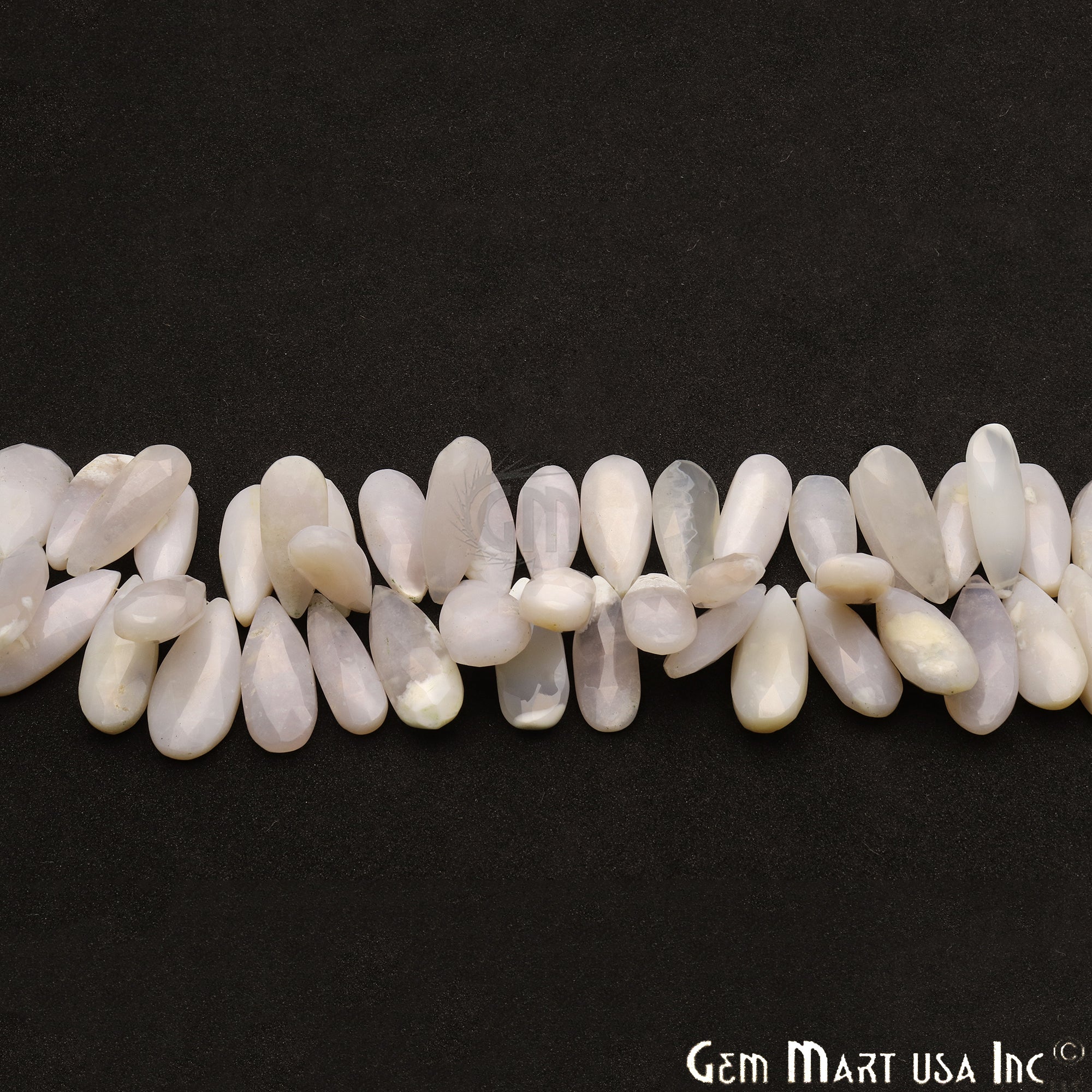 White Agate Pears 28x10mm Crafting Beads Gemstone Briolette Strands 8 Inch - GemMartUSA