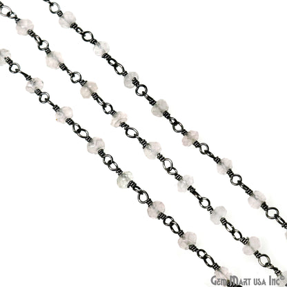 Crystal 3-3.5mm Oxidized Wire Wrapped Beads Rosary Chain