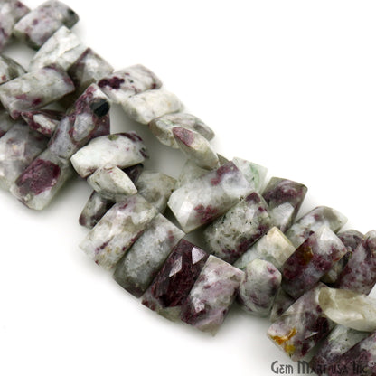 Thulite Rectangle Beads, 9 Inch Gemstone Strands, Drilled Strung Briolette Beads, Rectangle Shape, 28x10mm