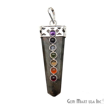 DIY 7 Chakra Healing Gemstone Silver 60x20mm Terminated Pendant (Pick Stone) - GemMartUSA