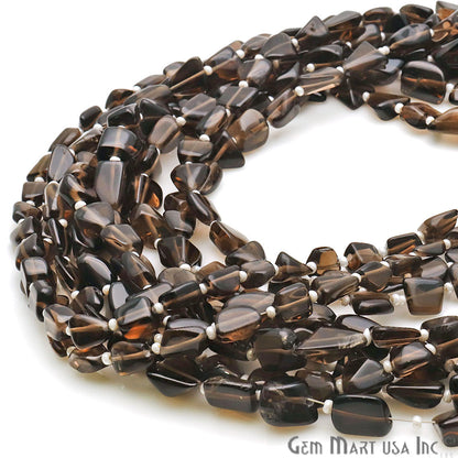 Smoky Topaz Free Form 9x7mm Tumble Beads Gemstone Strands - GemMartUSA