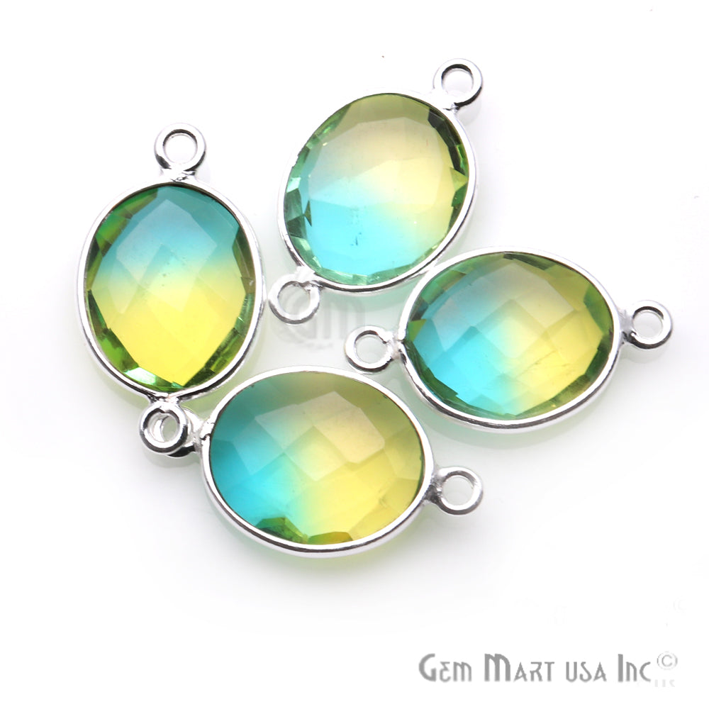 Doublet Aura Quartz 10x12mm Oval Connector (Pick Color,Plating,Bail) - GemMartUSA