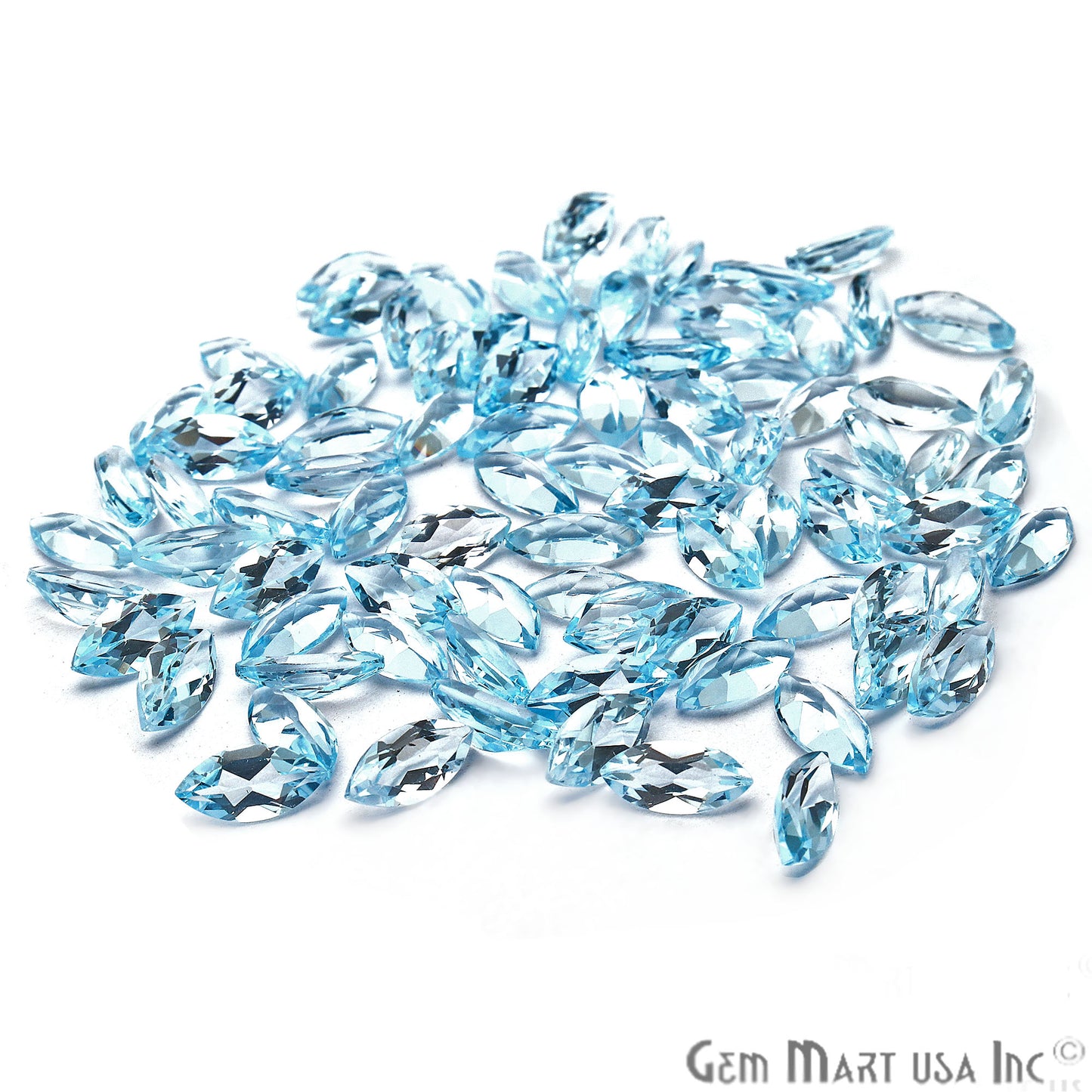 Blue Topaz Marquise Shape 5x10mm Faceted Loose Gemstone - GemMartUSA