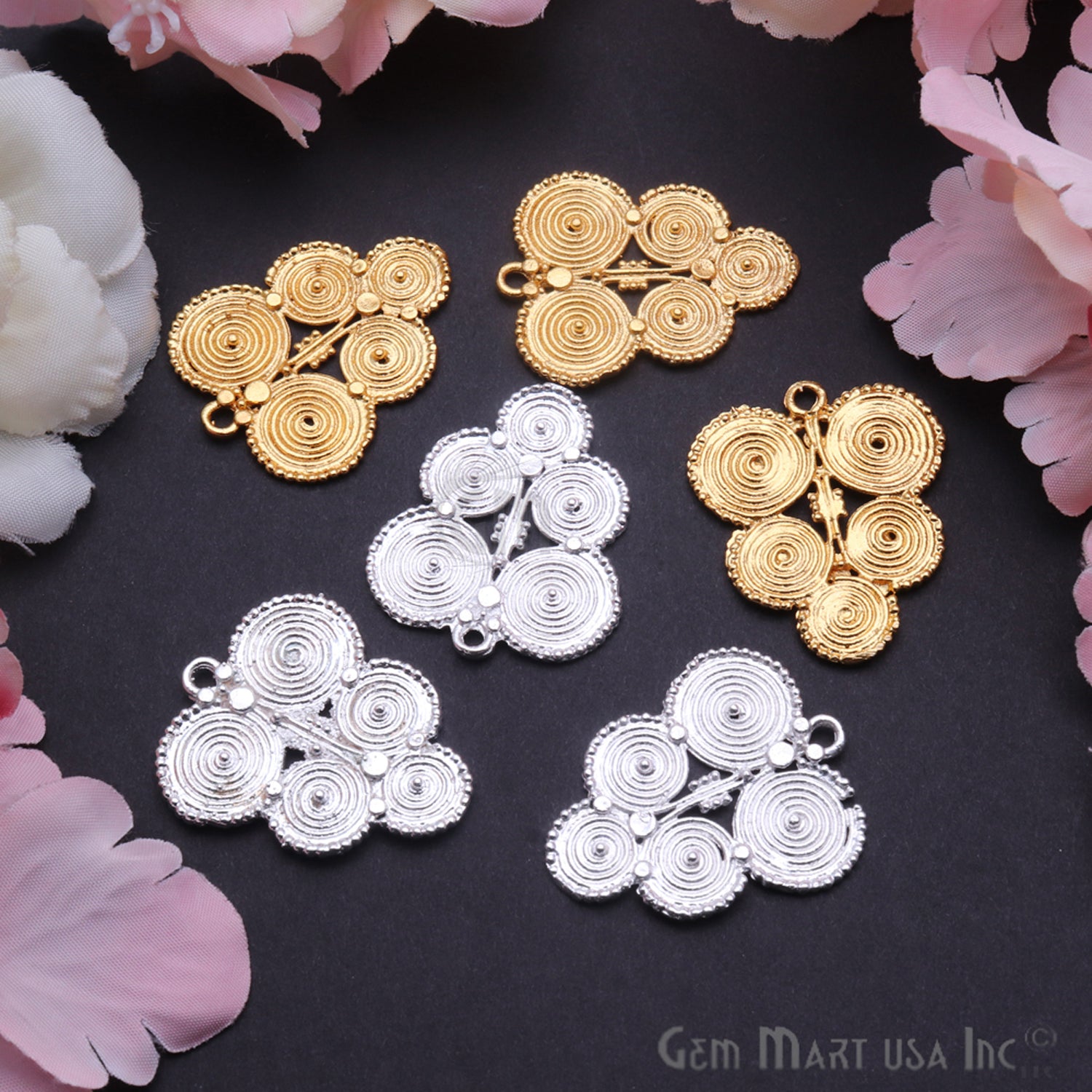 Tribal Motif Charm 31x26mm Finding Connector (Pick Your Metal) - GemMartUSA