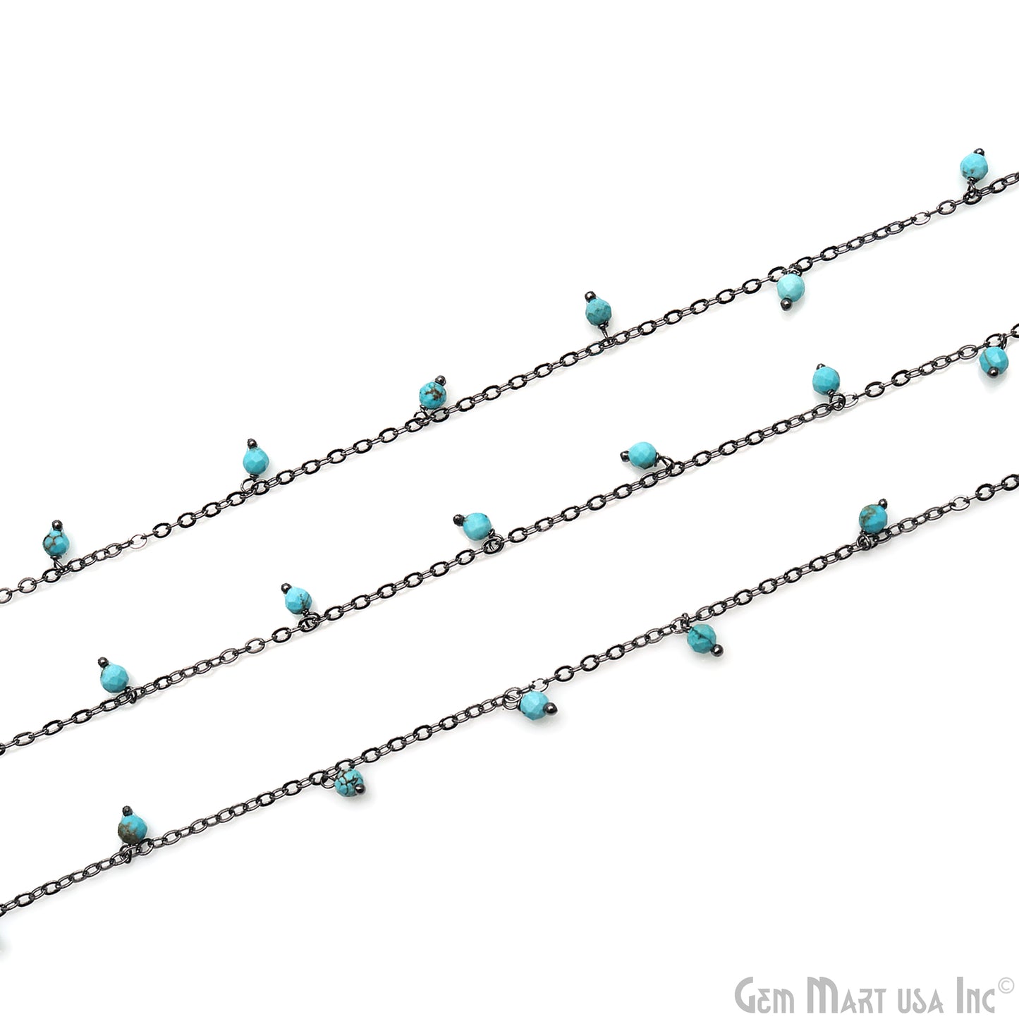 Turquoise Jasper Faceted Beads 3-4mm Oxidized Cluster Dangle Chain