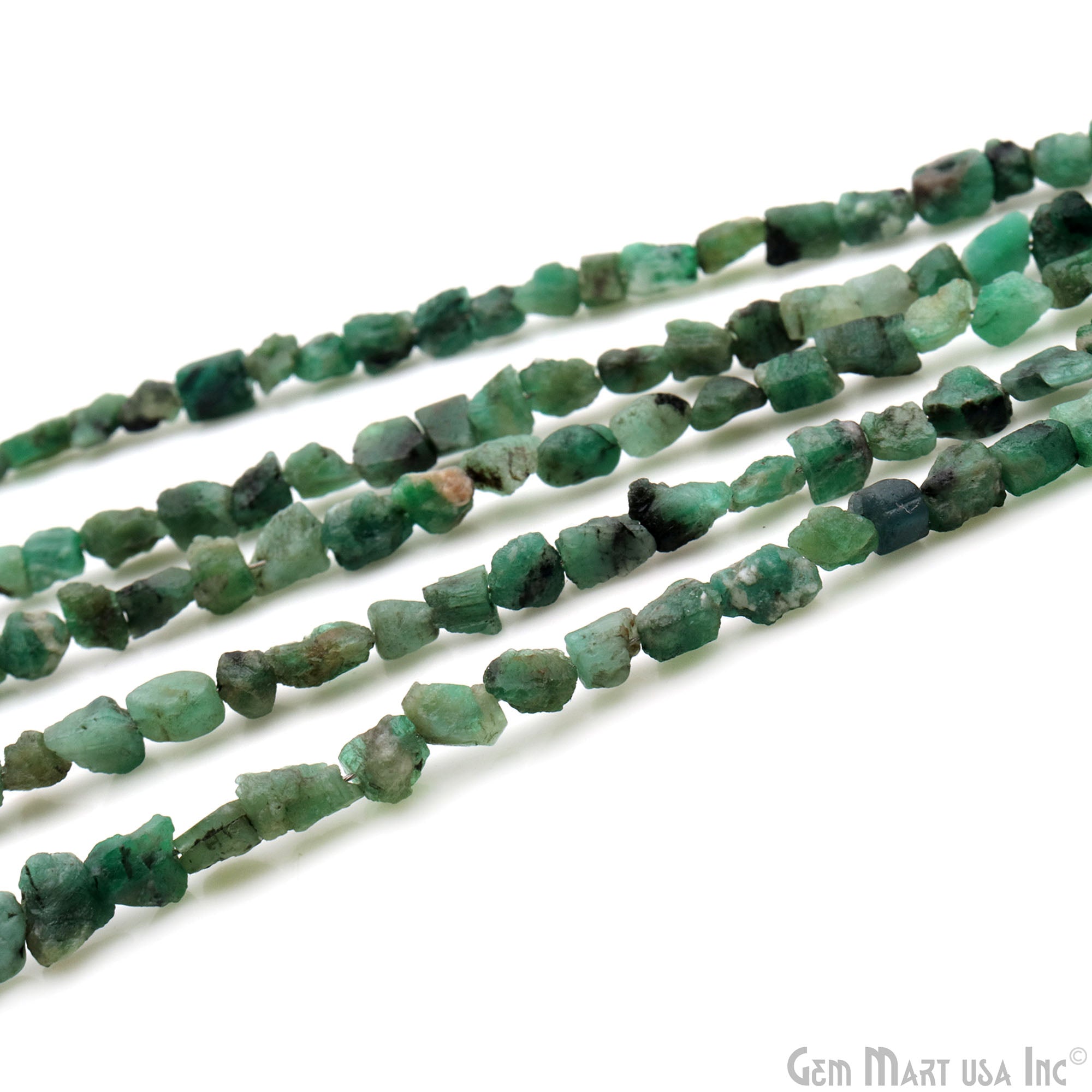 Emerald Rough Nugget Chunks 7x5mm Beads Gemstone 8 Inch Strands