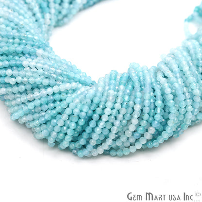 Shaded Aquamarine 2-2.5mm Faceted Round Rondelle Strand Beads - GemMartUSA