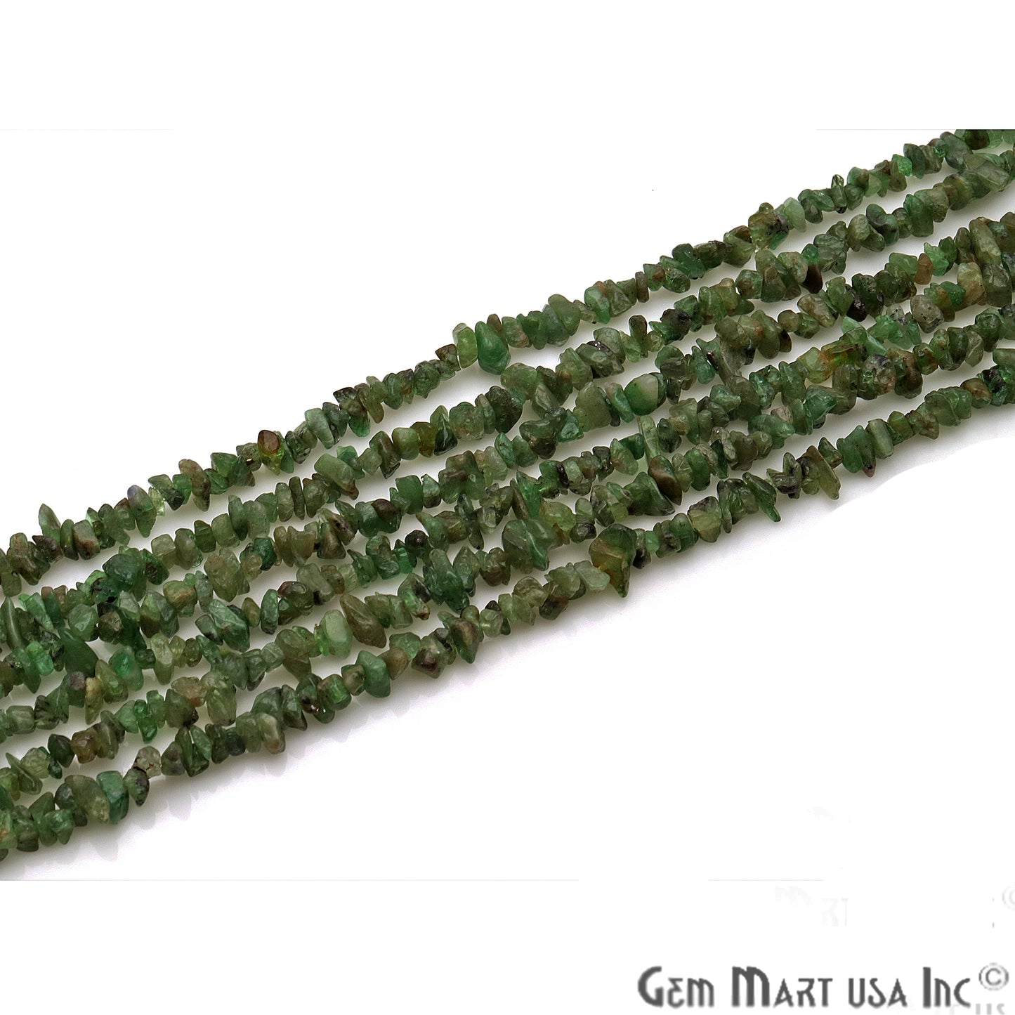 Natural Tsavorite Light 4-6mm Nugget Chips Strand 34 Inch - GemMartUSA