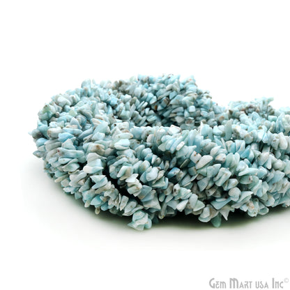 Larimar Chip Beads, 34 Inch, Natural Chip Strands, Drilled Strung Nugget Beads, 3-7mm, Polished, GemMartUSA (CHLI-70001)