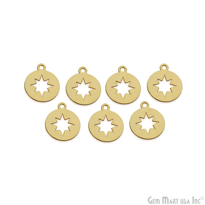 Round & Star Charm Laser Finding Gold Plated 20.25x16.8mm Charm For Bracelets & Pendants