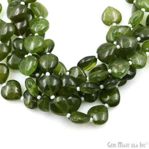 Peridot Heart Beads, 7 Inch Gemstone Strands, Drilled Strung Briolette Beads, Heart Shape, 10mm