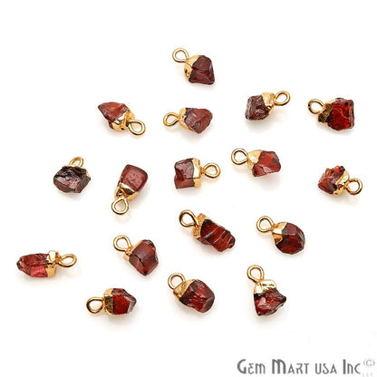 Rough Garnet Gemstone 12x5mm Organic Gold Edged Single Bail Connector