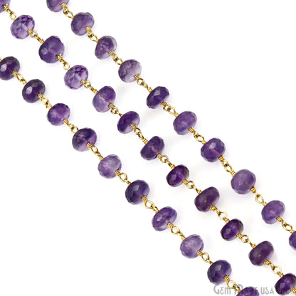 Amethyst Beads Gold Plated Wire Wrapped Rosary Chains