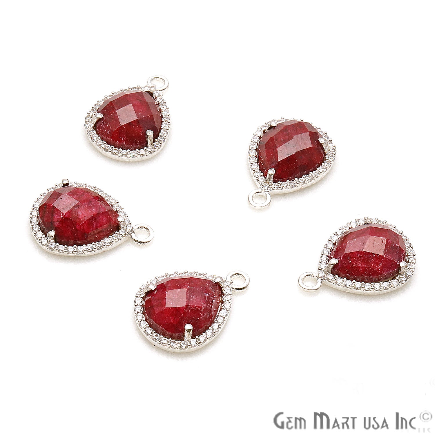 Gemstone Pears Shape 10x12mm CZ Pave Connector (Pick Stone) - GemmartUSA