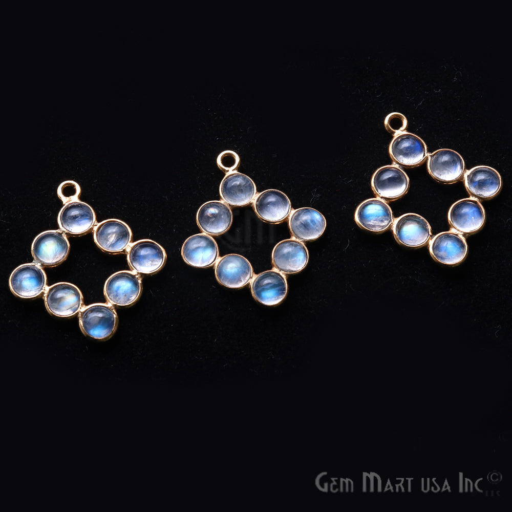 DIY Rainbow Moonstone 21x15mm Single Bail Finding Component (Pick Your Metal) - GemMartUSA