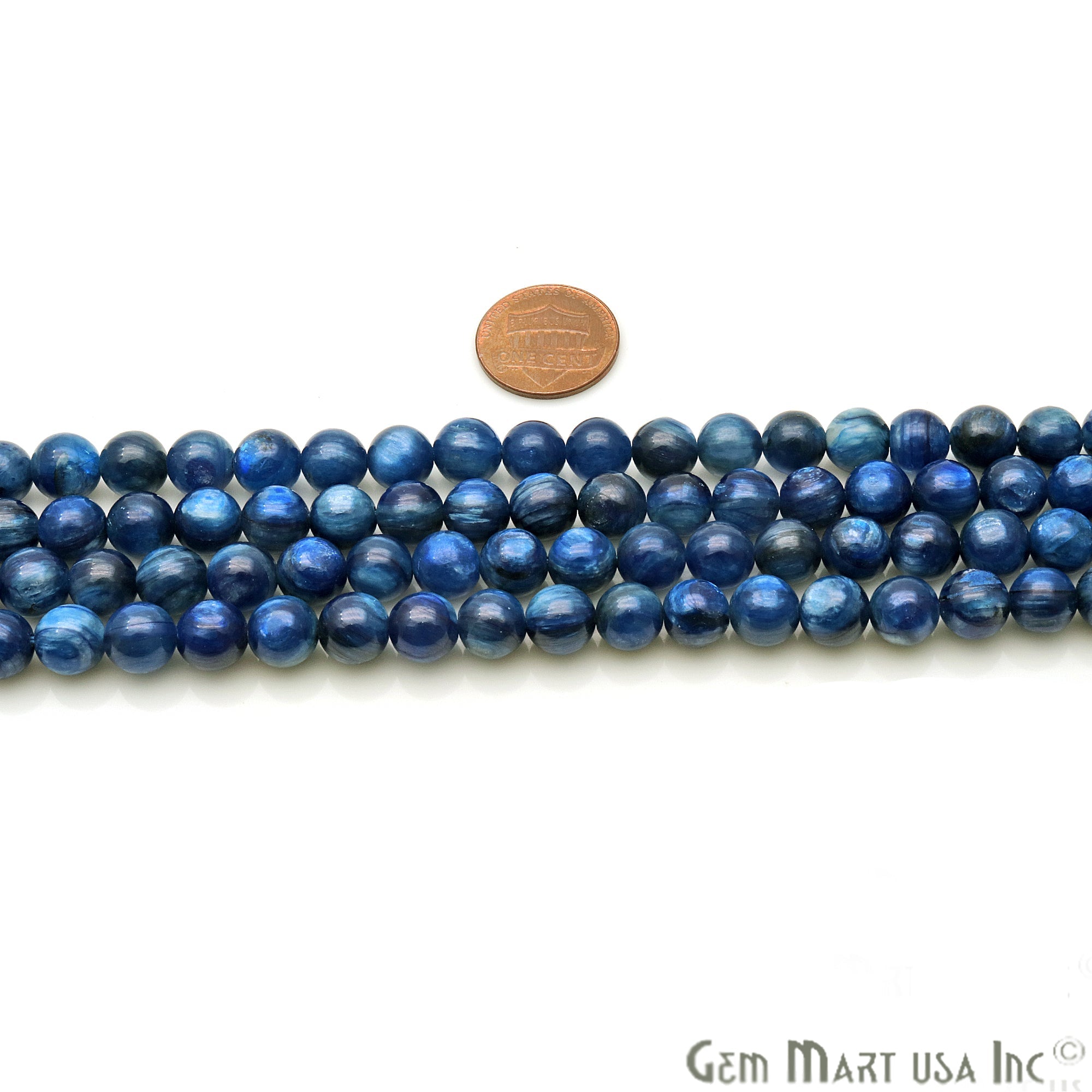 Kyanite 8-9mm Cabochon Rondelle Beads Strands 14Inch - GemMartUSA
