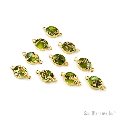 Mohave Oval 10x12mm Double Bail Gold Electroplated Gemstone Connector