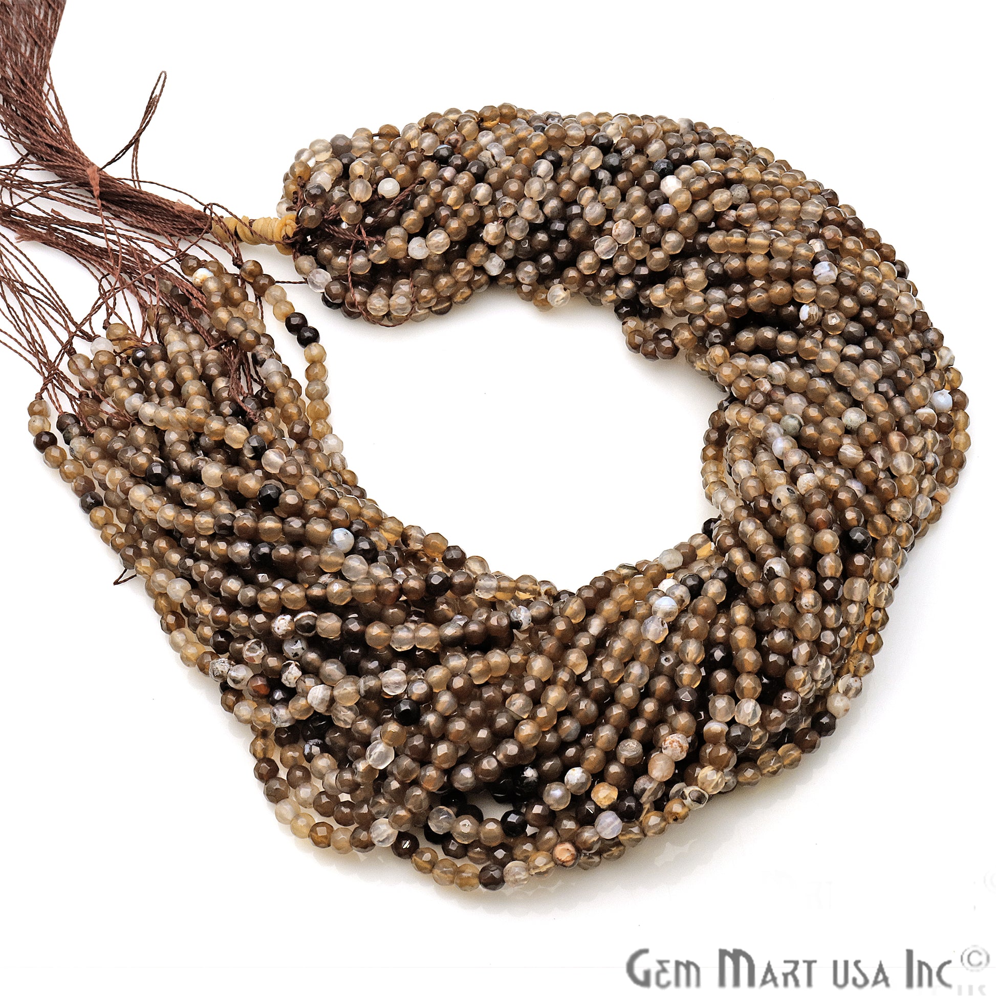 Brown Rutile Jade 4mm Faceted Rondelle Beads Strands 14Inch - GemMartUSA