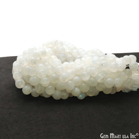 Rainbow Moonstone Cabochon Beads, 13 Inch Gemstone Strands, Drilled Strung Briolette Beads, Cabochon Shape, 8-9mm