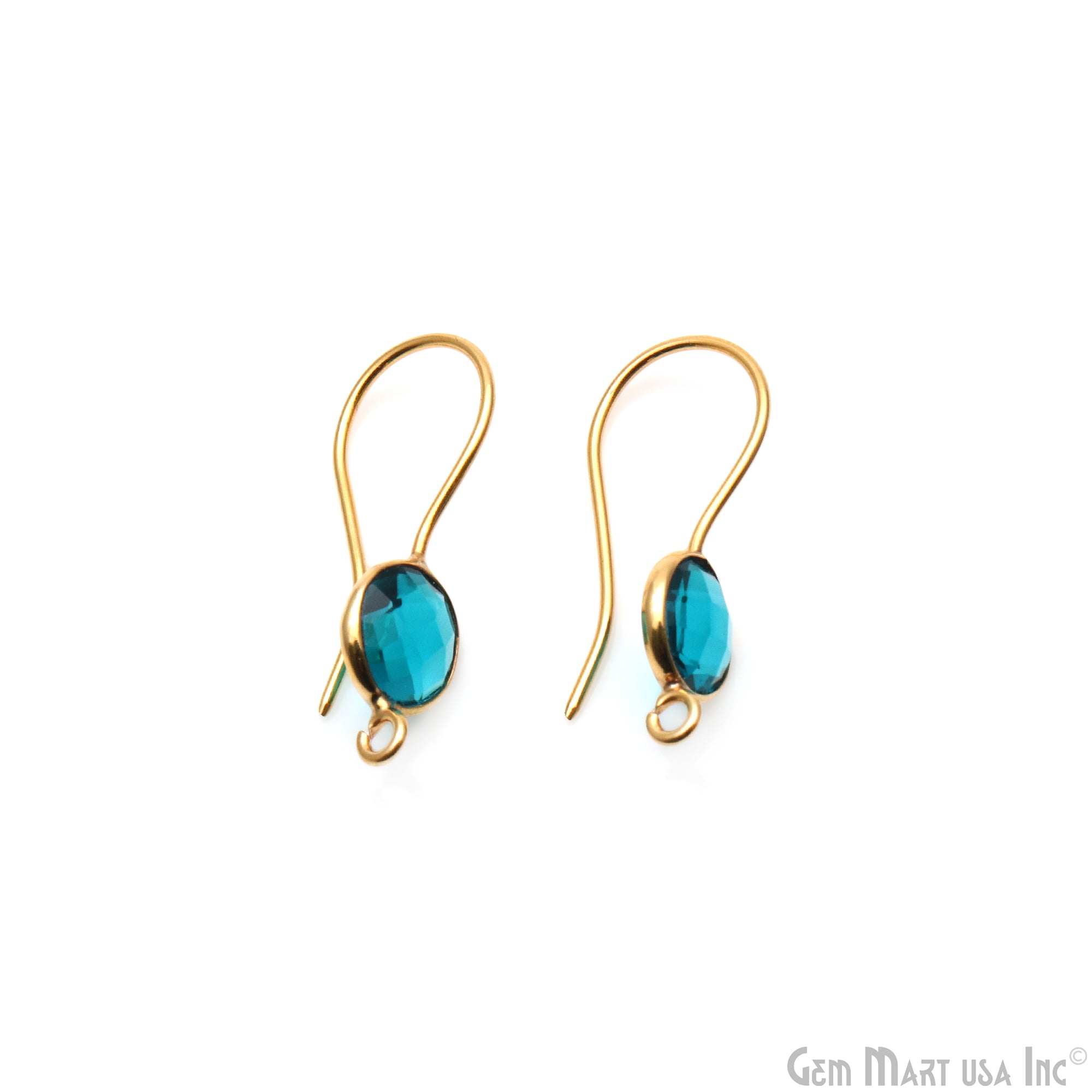 DIY Gemstone 26x9mm Gold Plated Round Hook Earring