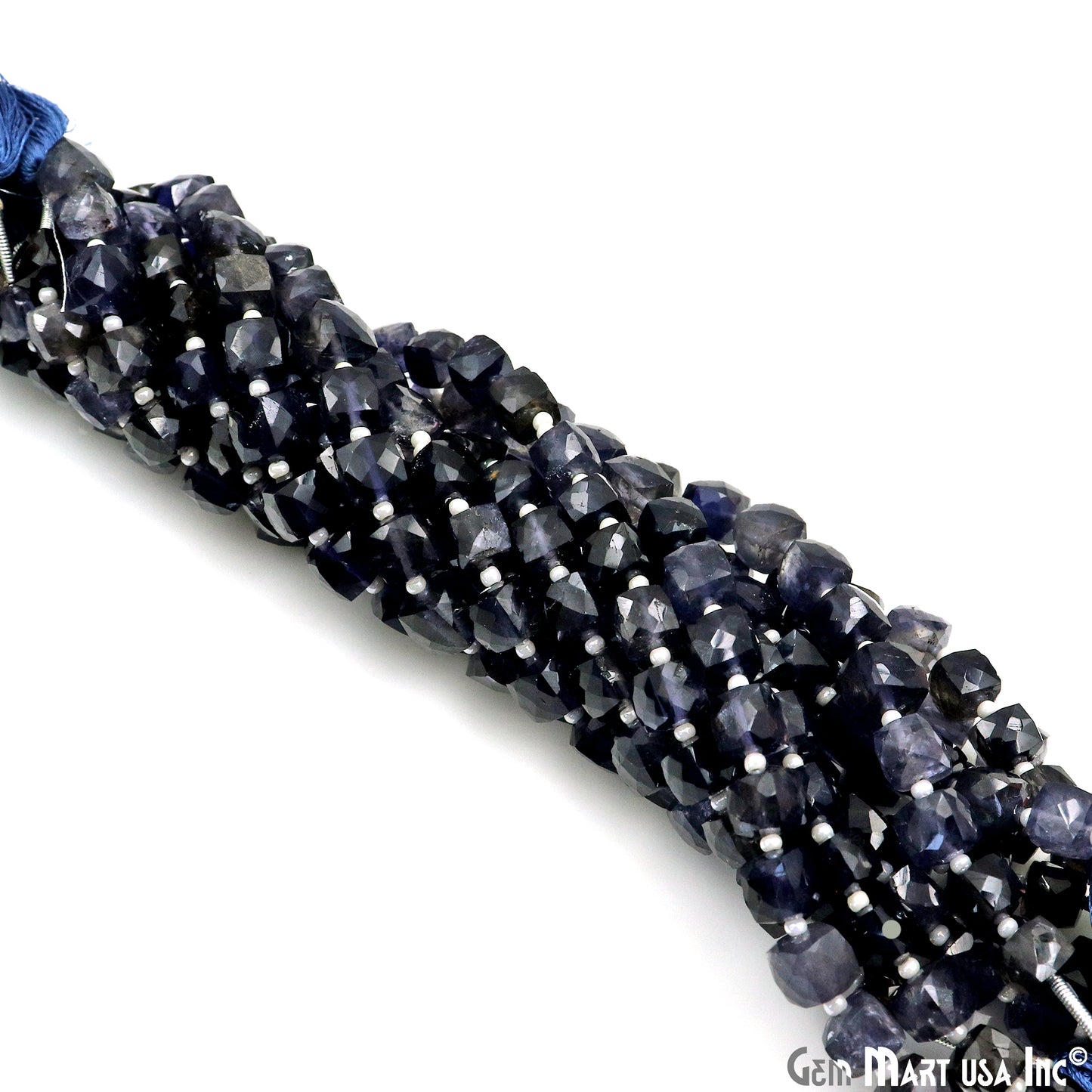 Iolite Cube Beads, 7 Inch Gemstone Strands, Drilled Strung Briolette Beads, Cube Shape, 6-7mm