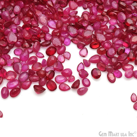 Ruby Oval & Pear Gemstone, 4-7mm, 50 Carats, 100% Natural Faceted Loose Gems, July Birthstone