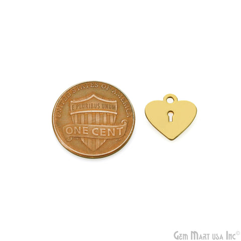 Lock Heart Charm Laser Finding Gold Plated 20mm Charm For Bracelets & Pendants