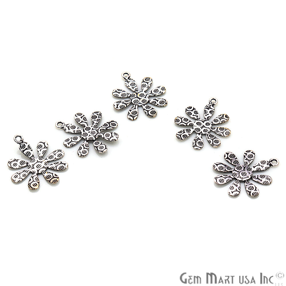 Flower Shape Oxidized 22x19mm Charm For Bracelets & Pendants - GemMartUSA