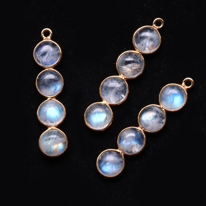 DIY Rainbow Moonstone Gold Plated 35X8mm Line Shape Chandelier Finding Component - GemMartUSA