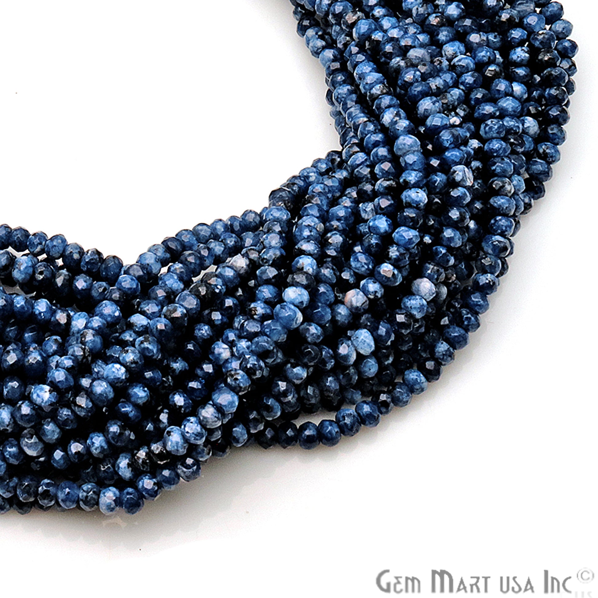 Sodalite Jade 3-4mm Faceted Rondelle Beads Strands 14Inch - GemMartUSA