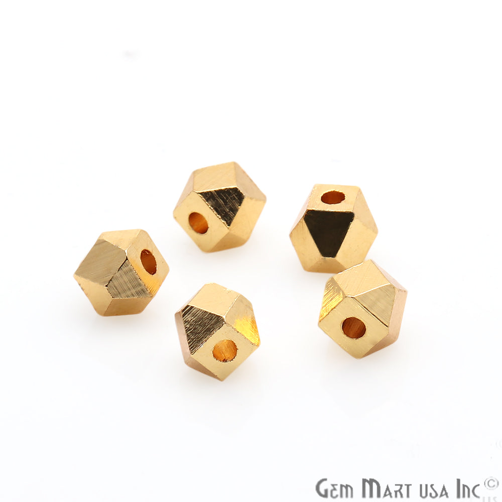 5pc Lot Hexagon Gold Plated 4mm Drilled Beads Finding - GemMartUSA