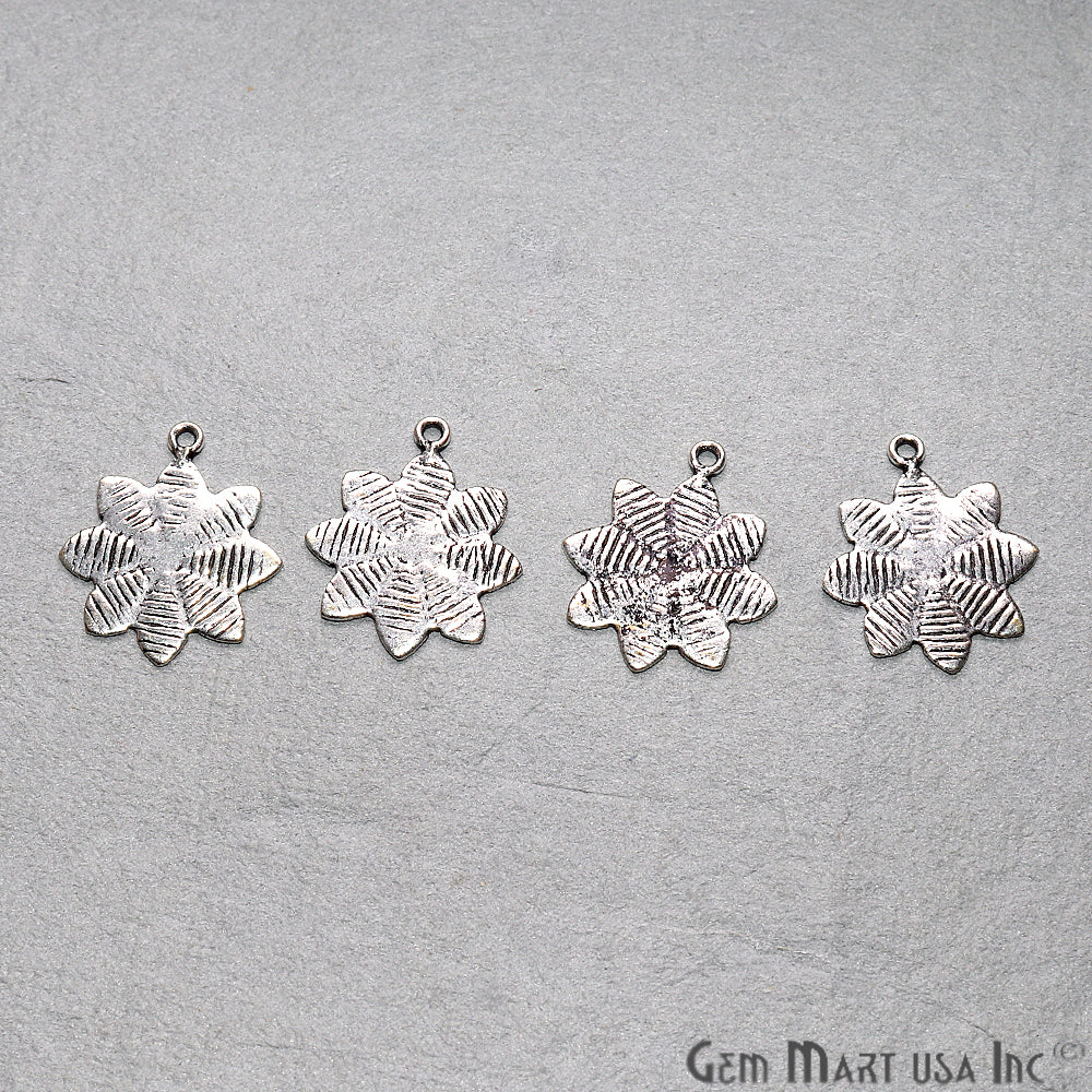 Flower Shape Oxidized 22x18mm Charm For Bracelets & Pendants - GemMartUSA