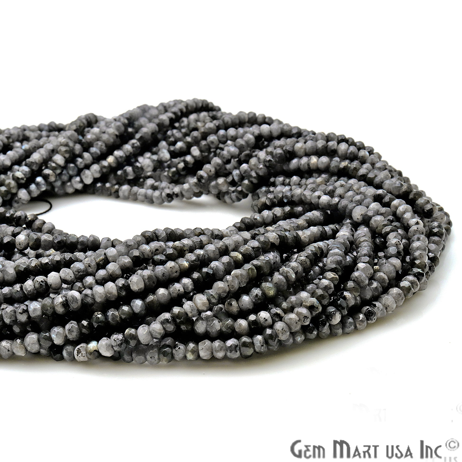 Cats Eye Jade 3-4mm Faceted Rondelle Beads Strands 14Inch - GemMartUSA