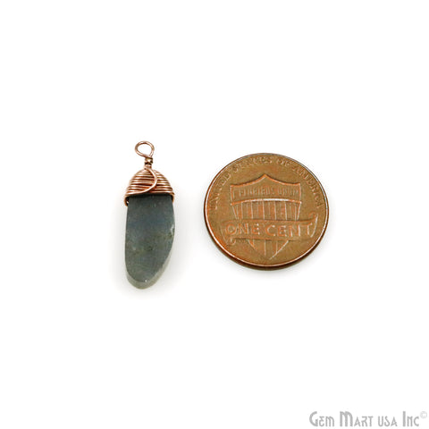 Labradorite 17x7mm Oval Single Bail Rose Gold Wire Wrapped Gemstone Connector