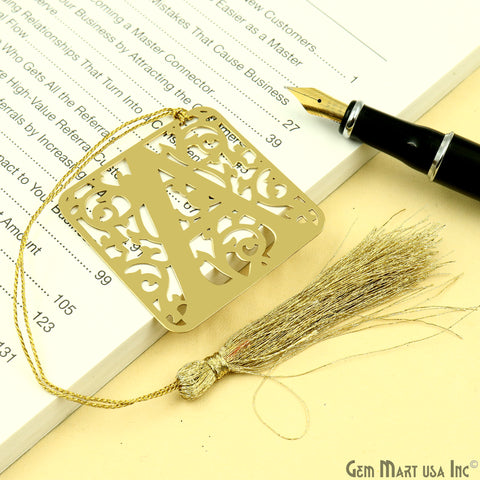 A Alphabet Bookmark With Tassel. Gold Plated Bookmark, Reader Gift, Handmade Bookmark, Page Marker, Aesthetic Gift. 50mm